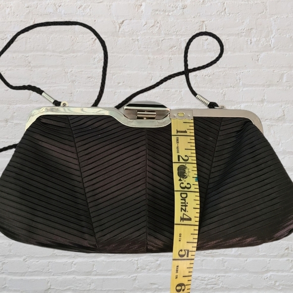 Kate Landry Black Clutch with Rhinestone Closure - Picture 8 of 9